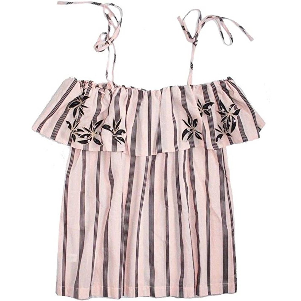 NWT Ann Taylor LOFT Orchid Striped off the Shoulder Top Pink Black XS